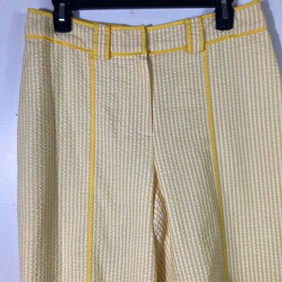 Womens Vintage Spenser Jeremy Seer Sucker Lined Pants Yellow White Stripe 8 - Picture 3 of 8